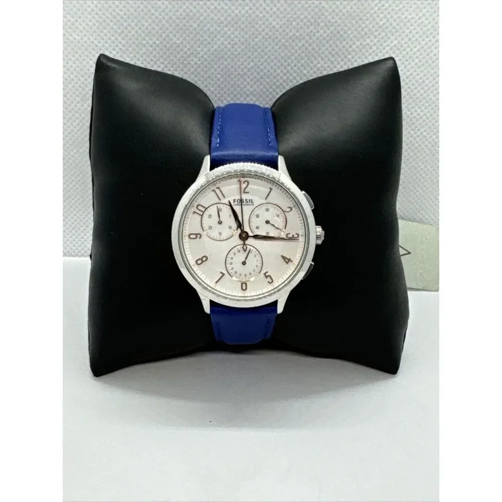 Fossil Abilene CH3032 Women's Blue Leather Strap Analog Dial Quartz Watch JNA332